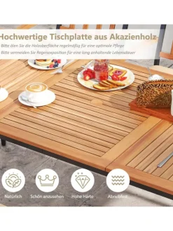 Gartentisch mit Schirmloch 200x90cm in Braun