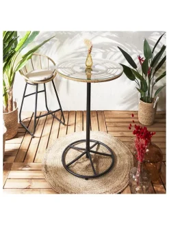 Gartentisch "Surabay" in Natur/ Schwarz - (H)100 x Ø 65 cm