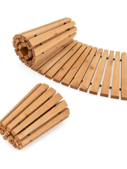 Gartenweg Holz ausrollbar 216x53cm in Beige