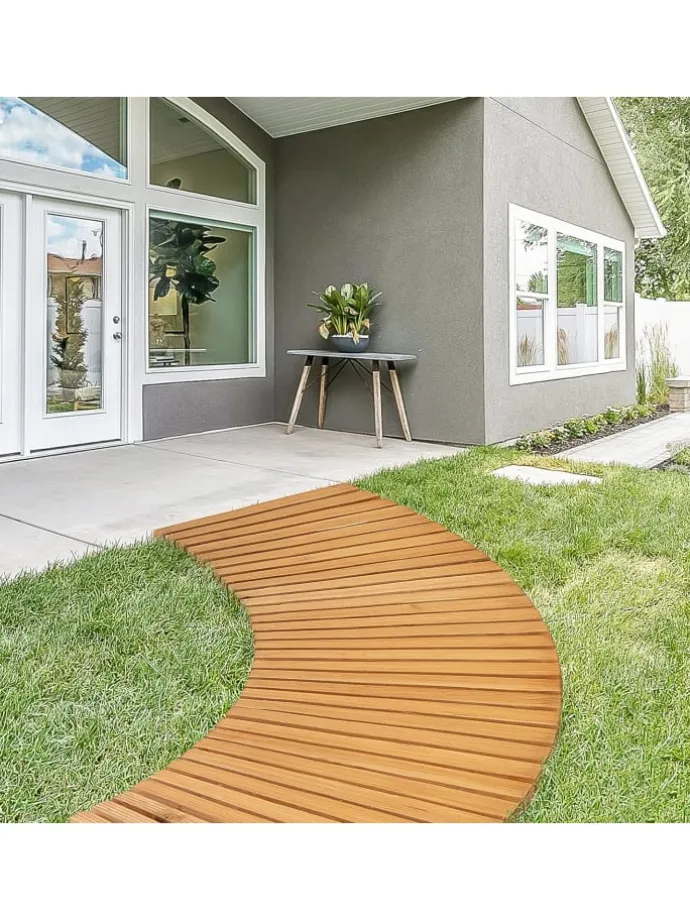 Gartenweg Holz ausrollbar 216x53cm in Beige