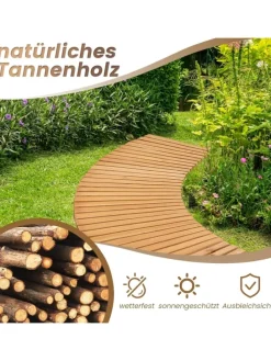 Gartenweg Holz ausrollbar 216x53cm in Beige