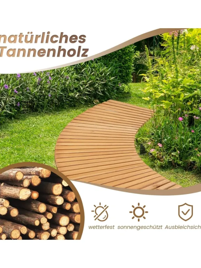 Gartenweg Holz ausrollbar 216x53cm in Beige