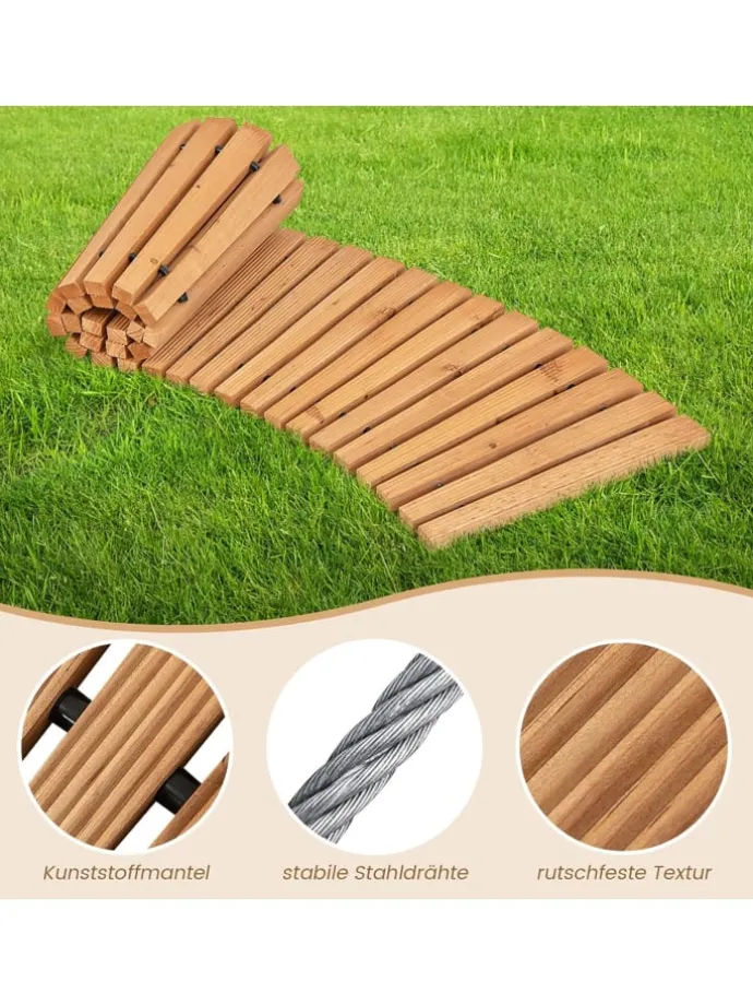 Gartenweg Holz ausrollbar 216x53cm in Beige