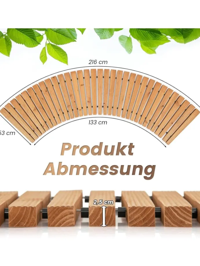 Gartenweg Holz ausrollbar 216x53cm in Beige