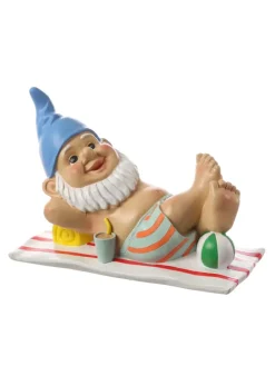 Gartenzwerg BERT im Urlaub liegend Gartenfigur H: 17,5cm in bunt