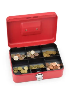 Geldkassette in Rot - (B)25 x (H)9 x (T)18 cm