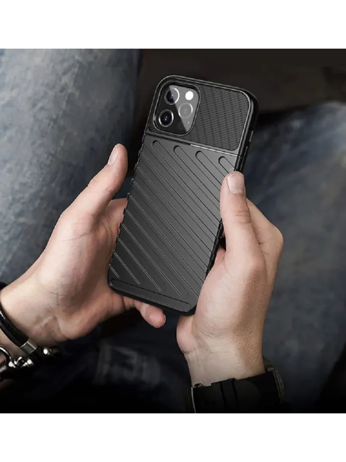 Gepanzerte Thunder Bumper Handy Hülle kompatibel Samsung Galaxy in Schwarz