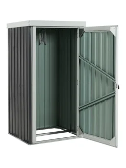 Gerätehaus mit Holzunterstand UMBRIA in Grau/Weiß