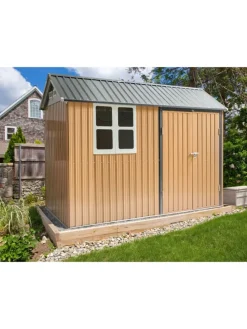 Gerätehaus mit Holzunterstand NOCCIANO in Braun/Grau