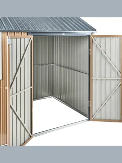 Gerätehaus mit Holzunterstand NOCCIANO in Braun/Grau