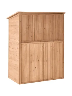 Gerätehaus mit Holzunterstand TOFFIA in Braun - (W) 127 x (H) 160 x (L) 66 cm