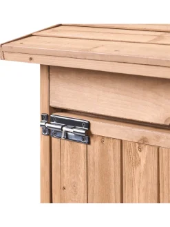 Gerätehaus mit Holzunterstand TOFFIA in Braun - (W) 127 x (H) 160 x (L) 66 cm