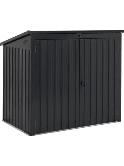 Gerätehaus mit Holzunterstand MOENA in Grau - (W) 158 x (H) 134 x (L) 96 cm