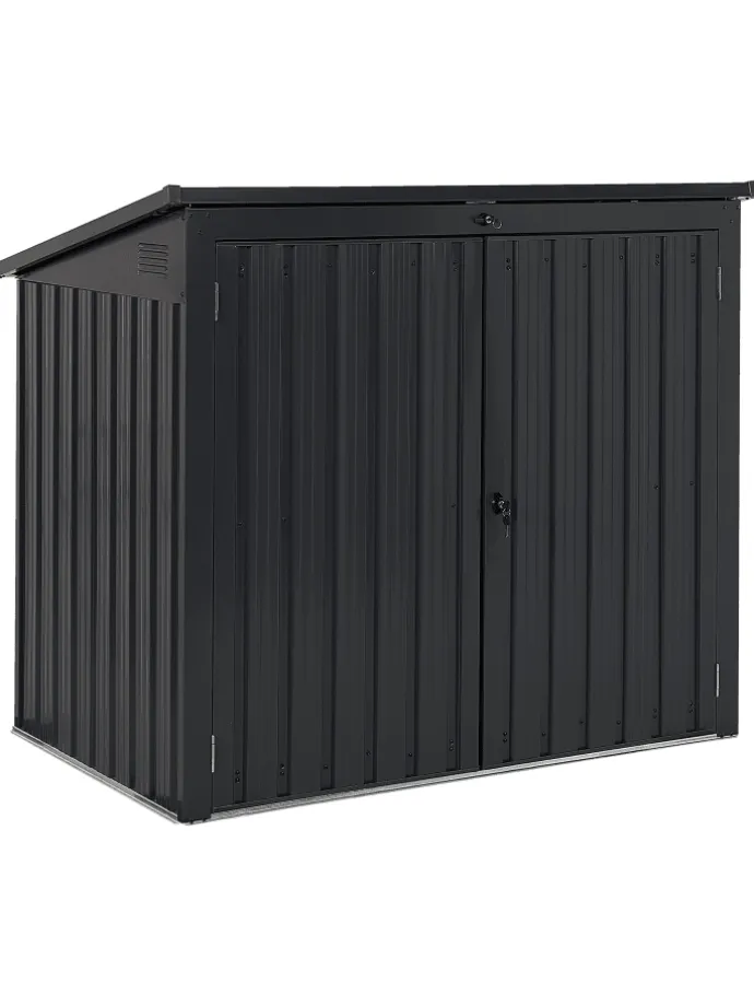 Gerätehaus mit Holzunterstand MOENA in Grau - (W) 158 x (H) 134 x (L) 96 cm