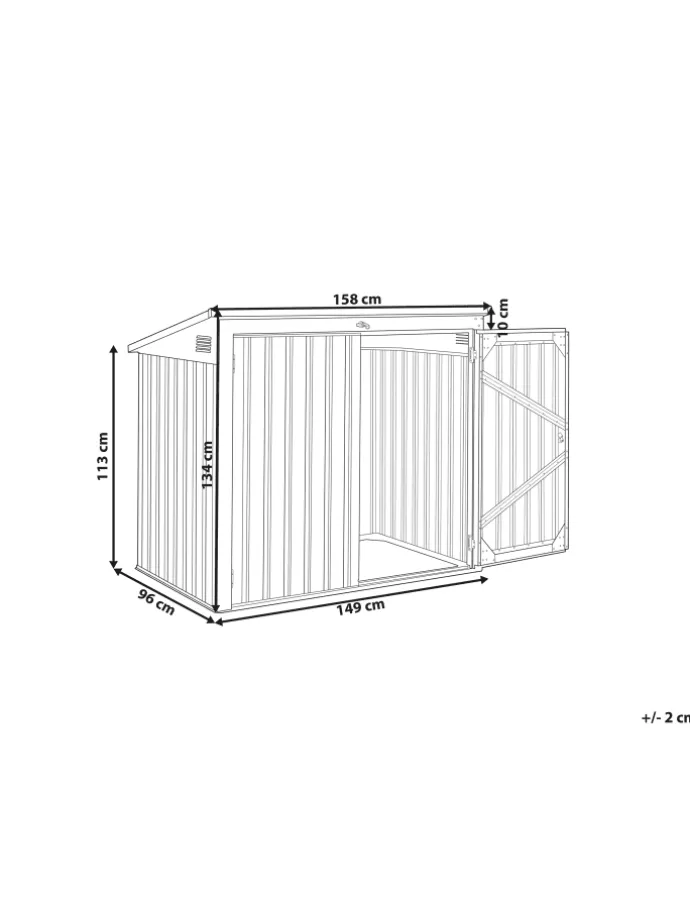 Gerätehaus mit Holzunterstand MOENA in Grau - (W) 158 x (H) 134 x (L) 96 cm