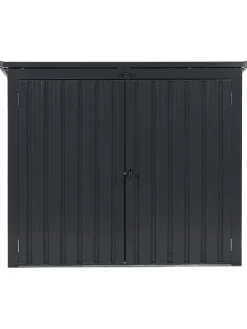 Gerätehaus mit Holzunterstand MOENA in Grau - (W) 158 x (H) 134 x (L) 96 cm