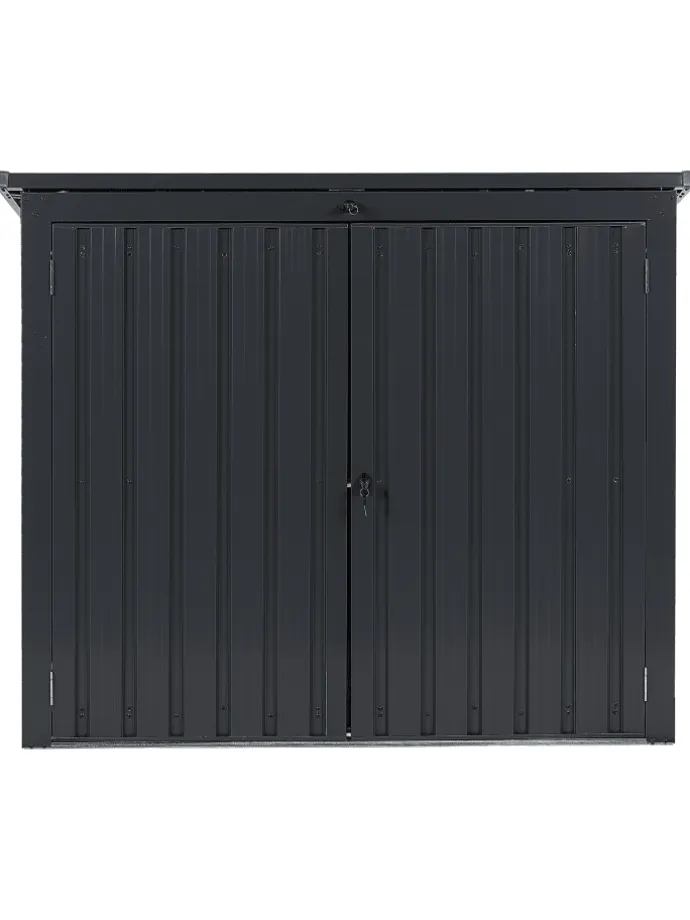 Gerätehaus mit Holzunterstand MOENA in Grau - (W) 158 x (H) 134 x (L) 96 cm