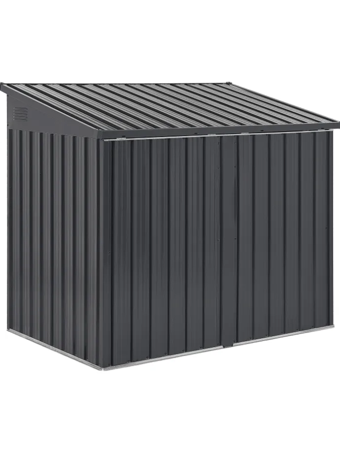 Gerätehaus mit Holzunterstand MOENA in Grau - (W) 158 x (H) 134 x (L) 96 cm