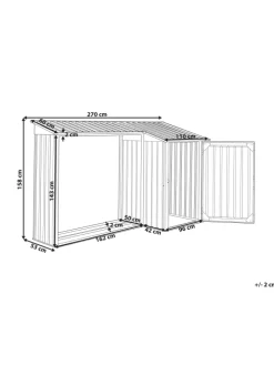 Gerätehaus mit Holzunterstand AOSTA in Grau - (W) 270 x (H) 158 x (L) 105 cm