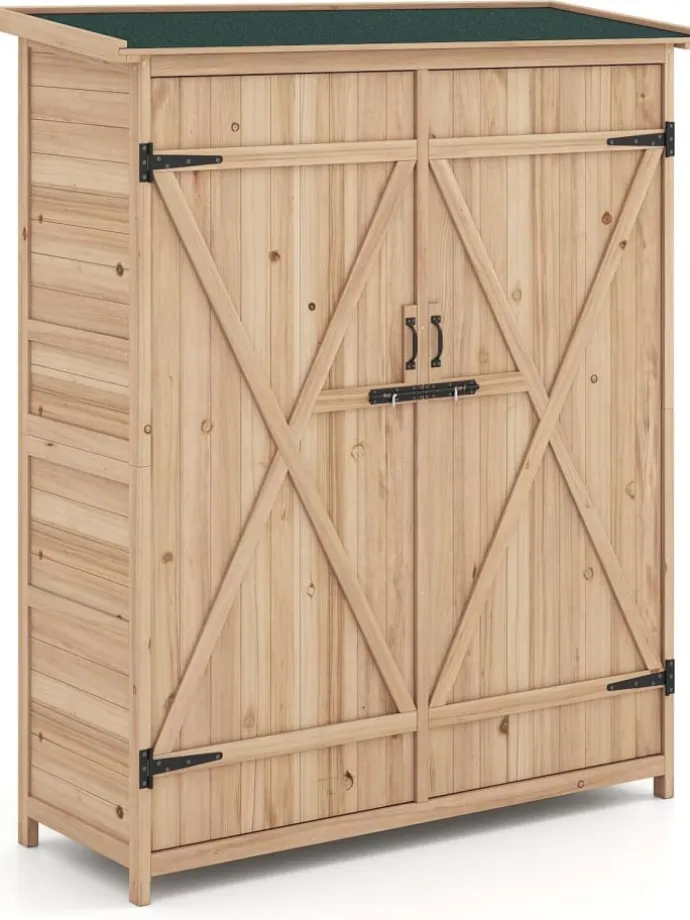 Geräteschuppen Holz 140 x 51 x 163 cm in Hellbraun