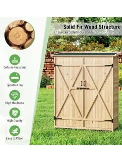 Geräteschuppen Holz 140 x 51 x 163 cm in Hellbraun