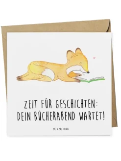 Geschenkkarte Bücherabend Geschichten mit Spruch in Weiß