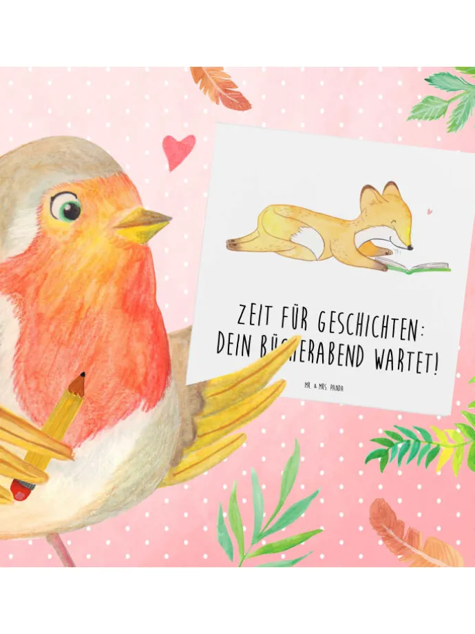 Geschenkkarte Bücherabend Geschichten mit Spruch in Weiß