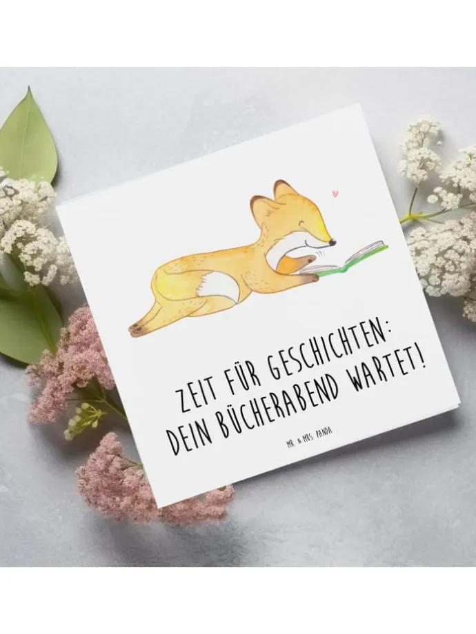 Geschenkkarte Bücherabend Geschichten mit Spruch in Weiß