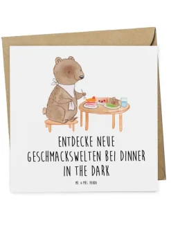 Geschenkkarte Dinner in the Dark mit Spruch in Weiß