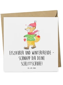 Geschenkkarte Winter Schlittschuhlaufen mit Spruch in Weiß