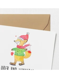 Geschenkkarte Winter Schlittschuhlaufen mit Spruch in Weiß