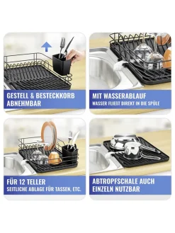 Geschirrständer in Schwarz - (B)43 x (H)10 x (T)31 cm