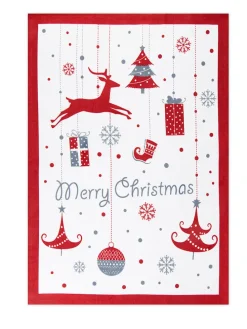 Geschirrtuch "Merry Christmas" in Weiß/ Rot - (L)70 x (B)50 cm