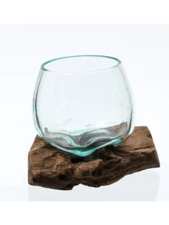 Glasschale Dekoschale Wurzelholz Unikat D: 14cm in natur