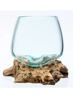 Glasschale Dekoschale Wurzelholz Unikat D: 15cm in natur