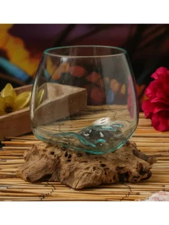 Glasschale Dekoschale Wurzelholz Unikat D: 15cm in natur