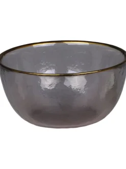 Glasschale mit Goldrand in Grau | Gold