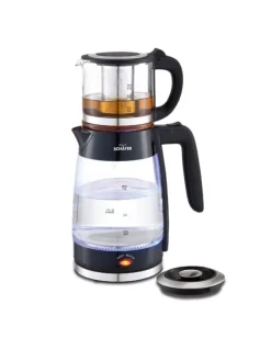 Glas-Teekocher 1,8/0,8 Liter 2200W in Schwarz