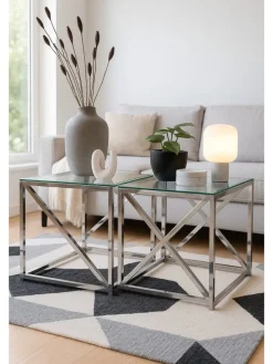 Glastisch 2Stück Walburga in silber