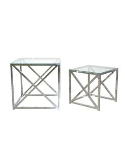 Glastisch 2Stück Walburga in silber