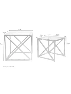 Glastisch 2Stück Walburga in silber