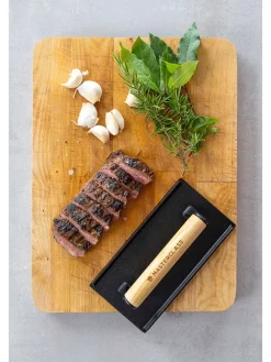 Grillpresse in Schwarz/ Hellbraun - (L)21 x (B)11 cm