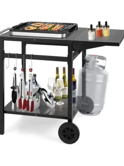 Grilltisch mit Tischplatte klappbar in Schwarz