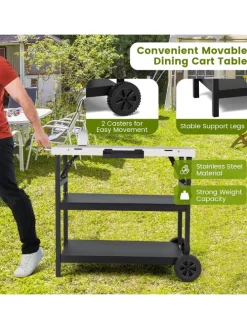 Grillwagen 3 Ablagen in Schwarz