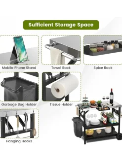 Grillwagen 3 Ablagen in Schwarz