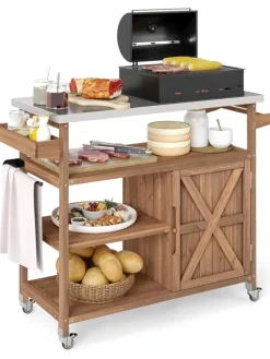 Grillwagen Outdoor Servierwagen 118 x 47 x 92 cm in Braun