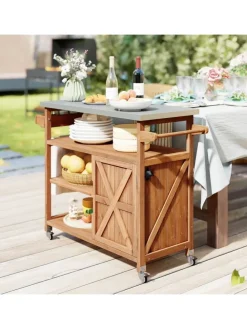 Grillwagen Outdoor Servierwagen 118 x 47 x 92 cm in Braun