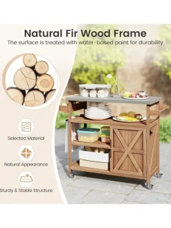 Grillwagen Outdoor Servierwagen 118 x 47 x 92 cm in Braun