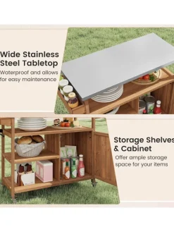 Grillwagen Outdoor Servierwagen 118 x 47 x 92 cm in Braun