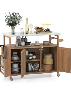 Grillwagen Outdoor Servierwagen 130 x 47 x 92 cm in Braun